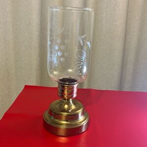 Handmade Vintage 10”Maitland Smith Brass Candle Holder & Original Glass Dome